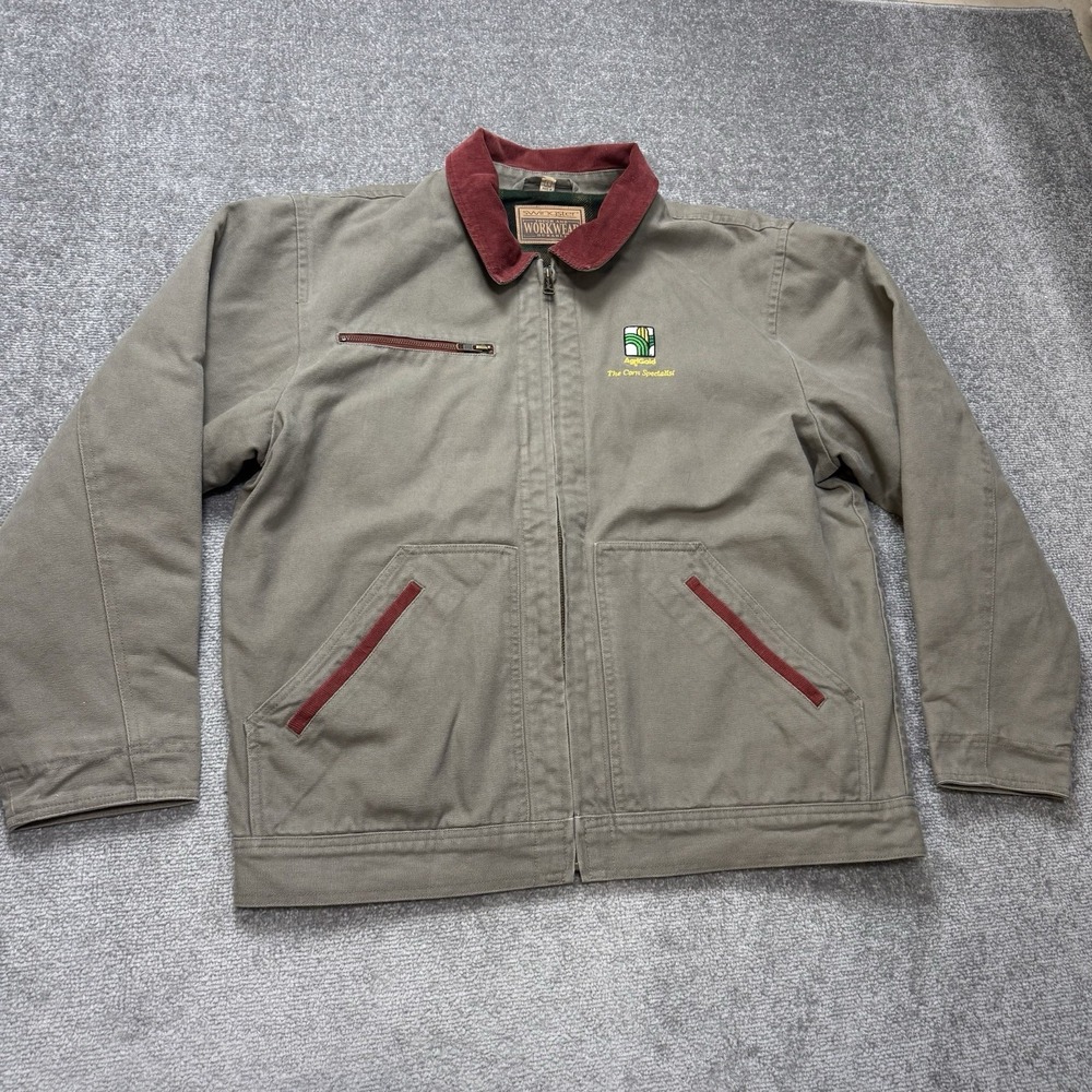 Vintage Agrigold Corn Large Canvas Lined Chore Farm Jacket Corduroy Detroit - Picture 2 of 9